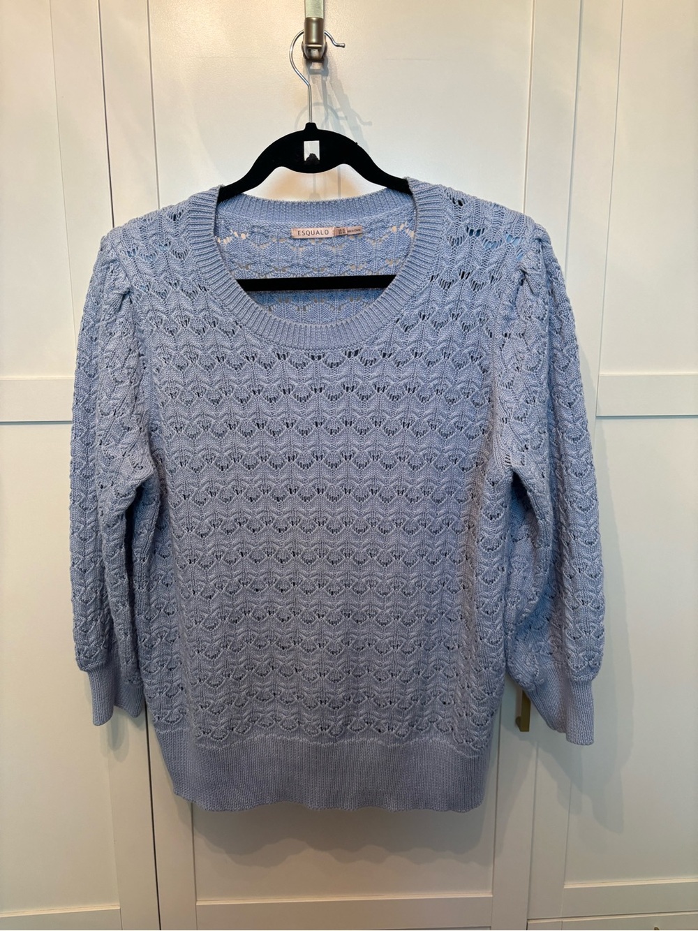 ESQUALO Light Blue Open-Knit Crewneck Sweater